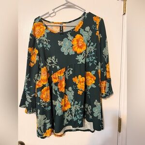 Agnes & Dora Floral Tunic in Green and Orange